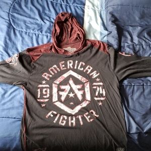Mens American Fighter hooded long sleeve